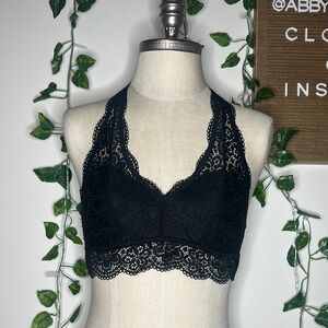 Aerie Halter Black Lace Bralette